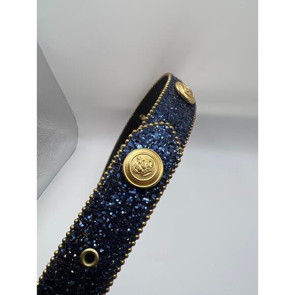 Elite Fresno California Blue Glitter Rhinestone Belt Medium 36\